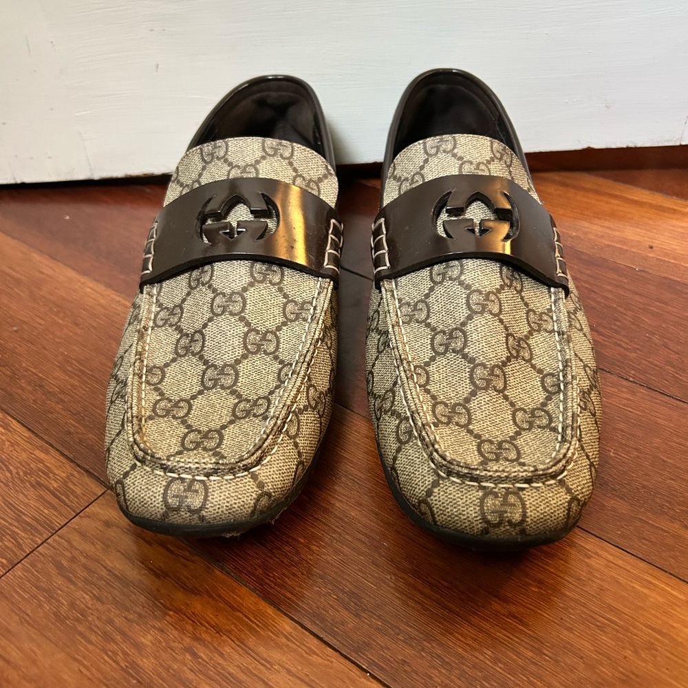 Gucci Beige and Brown Loafers